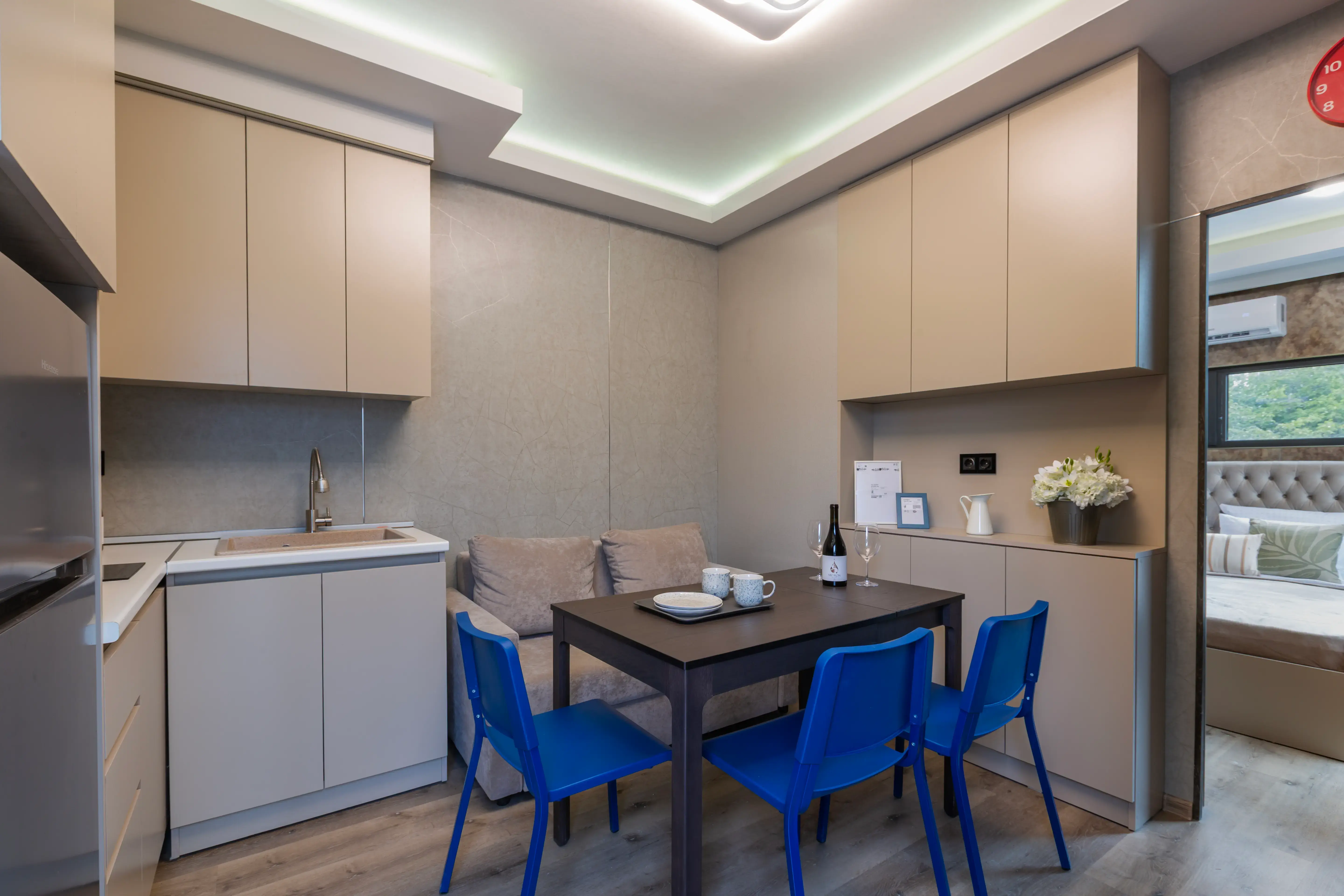Domo house interior kitchen with mirror reflection